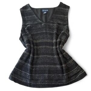 Y2K Fully Beaded Sleeveless Top V neck Party Sequin Vintage Ann Taylor